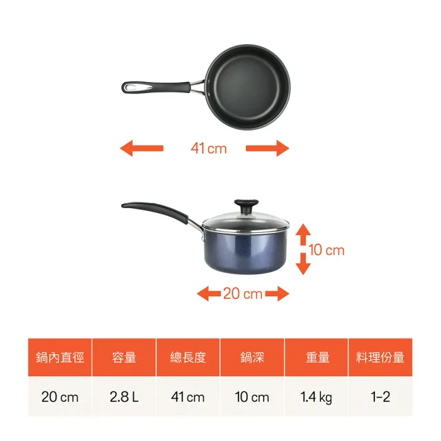 【MEYER 美亞】超能系列藍寶石不沾鍋單柄湯鍋20cm(含鍋蓋/IH/電磁爐適用)