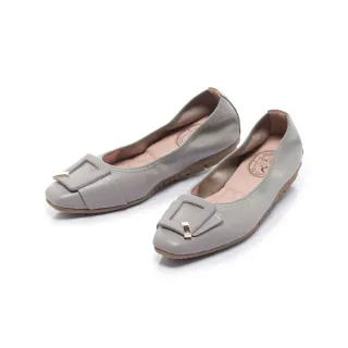【FAIR LADY】我的旅行日記 典雅方釦羊皮平底娃娃鞋(岩灰/502998 女鞋)