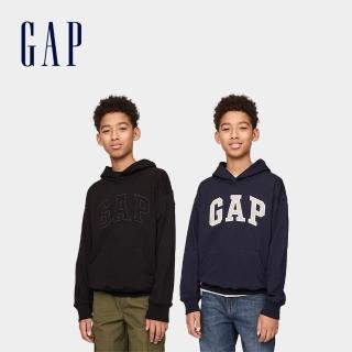 【GAP】男女童裝 Logo刺繡刷毛 帽T/連帽外套-多款任選(645913&743959)