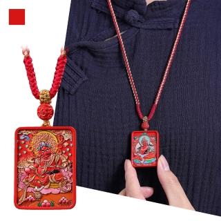 【MoonDy】項鍊 硃砂項鍊 新中式項鍊 唐卡項鍊 黃財神 吊墜項鍊 本命年 民族風項鍊 彩繪項鍊 穿搭配件
