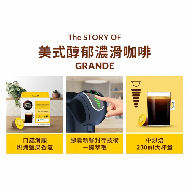 【NESCAFE Dolce Gusto】美式醇郁濃滑咖啡膠囊16顆X3盒(適用雀巢多趣酷思咖啡機)
