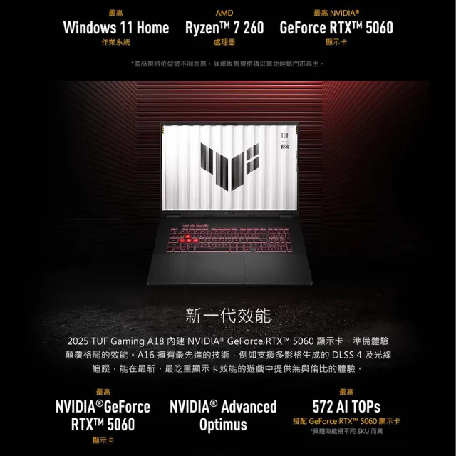 【ASUS】 後背包/滑鼠組★18吋GeForce RTX 5050 R7-260電競筆電(FA808UH-0021A260H/R7-260/16G/512G/W11)