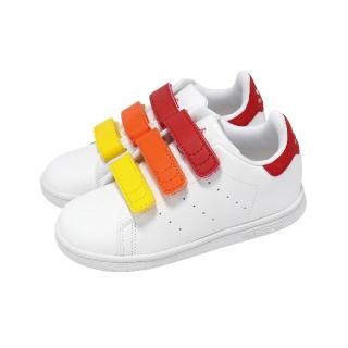【adidas 愛迪達】休閒鞋 Stan Smith CF I 小童 學步鞋 白 紅 魔鬼氈 史密斯 運動鞋 IE8124