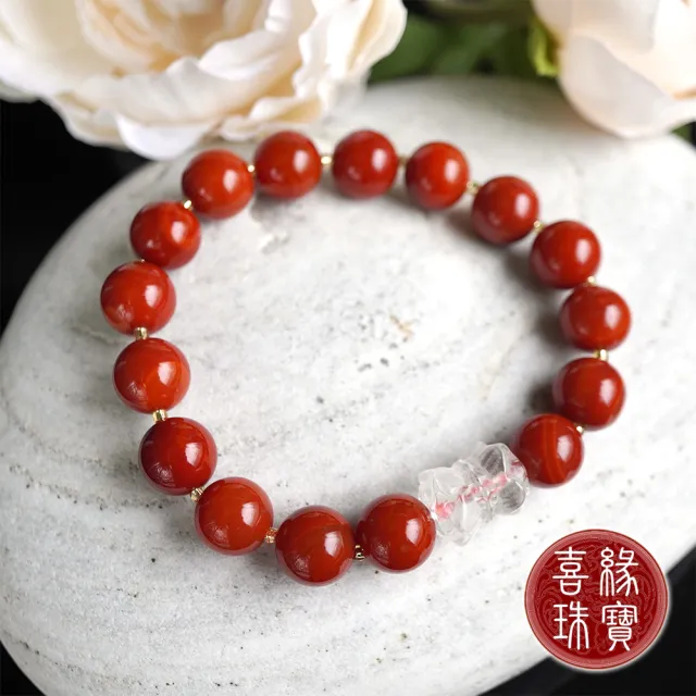 喜緣玉品】天然南紅瑪瑙並蒂花開白水晶蓮花手珠- momo購物網- 好評推薦