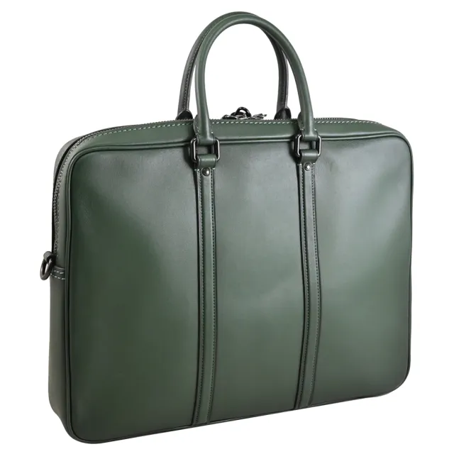 【COACH】METROPOLITAN 簡約全皮革附鎖釦商務包公事包(深綠)