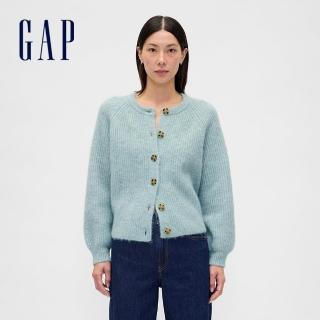 【GAP】女裝 圓領針織外套-淡藍色(850271)