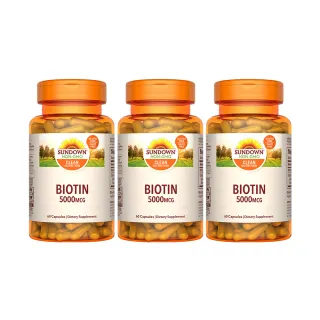 【Sun 日落恩賜】生物素5000mcg+鈣膠囊3瓶組(共180粒)