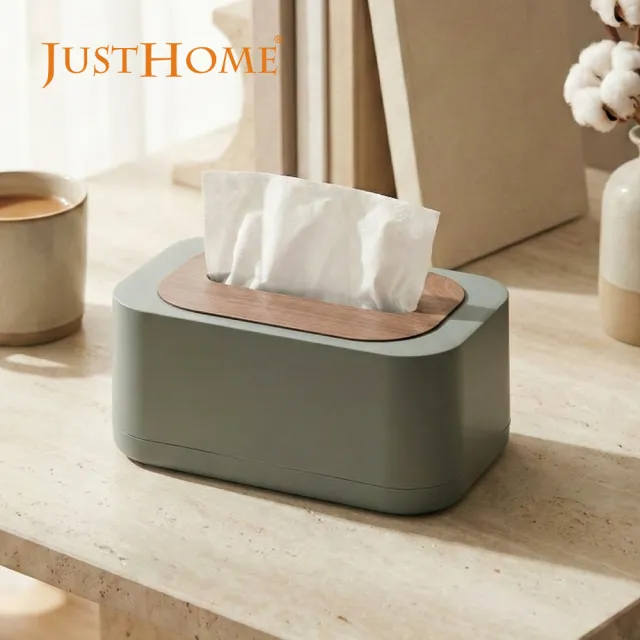 【Just Home】雙色木紋質感彈簧面紙盒-5色可選(紙巾盒 衛生紙盒 收納盒 彈簧面紙盒 日系收納)