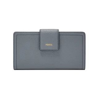 【FOSSIL】Logan 真皮扣式RFID防盜中長夾-藍色 SL7830450