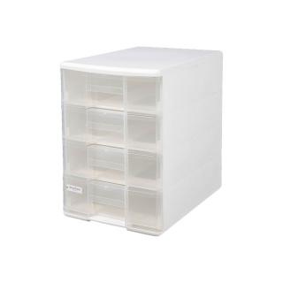 【SHUTER 樹德】四層 魔法收納力A4玲瓏盒 白櫃透明抽 /組 PC-1104