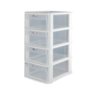 【SHUTER 樹德】四層 魔法收納力A4玲瓏盒 白櫃透明抽 /組 PC-2440