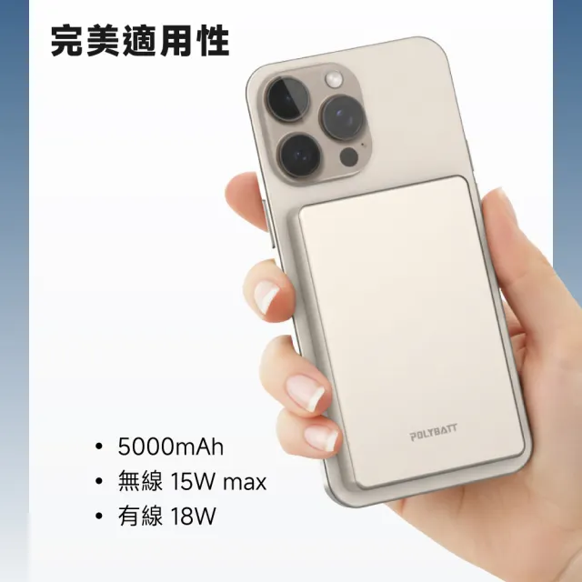 【POLYBATT】台灣製造 5000mah 鋼化玻璃特仕版行動電源(超薄/磁吸/快充)