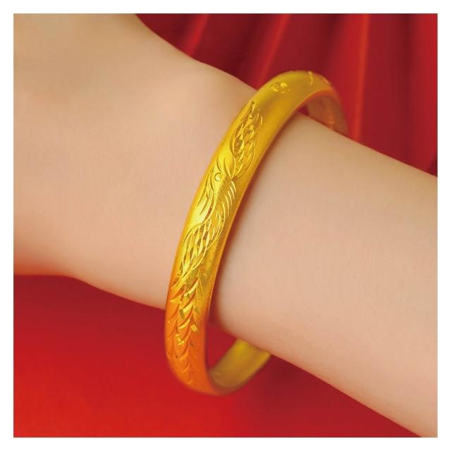 【HERA 赫拉】古法沙金噴砂龍鳳心經手環手鐲 H115021507(古法 沙金 噴砂 龍鳳 心經 手環 手鐲)