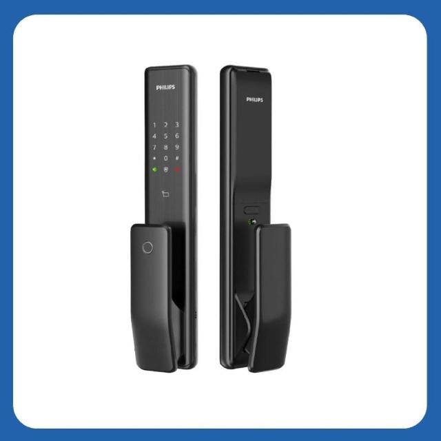 【Philips 飛利浦】ALPHA 五合一推拉式智能門鎖/電子鎖 曜石黑(指紋│卡片│密碼│鑰匙│藍芽/含安裝)