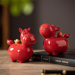 陶瓷馬 桌上擺件(唐馬招財 一對 馬年吉祥物 客廳玄關擺飾 桌面擺設 新年禮物)
