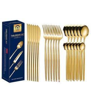 【TABLEWARE】葡萄牙餐具多件組(304不鏽鋼 西式餐具 24件組 刀叉 湯匙)