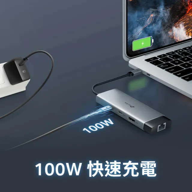 【TP-Link】UH6120C Type-C 6合1多功能轉接器 6埠HUB集線器 HDMI USB3.0 PD快充(100W)