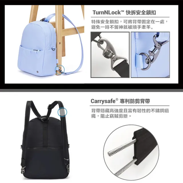 【Pacsafe】CITYSAFE CX ECONYL 側後兩用防盜背包 8L(可收納10吋平板)