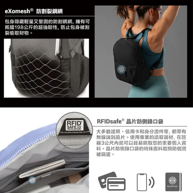 【Pacsafe】CITYSAFE CX ECONYL 側後兩用防盜背包 8L(可收納10吋平板)