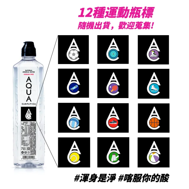 【AQUACarpatica喀爾巴阡】天然礦泉水PET運動瓶750mlx12入/箱(共12入/官方直營/羅馬尼亞原裝進口)