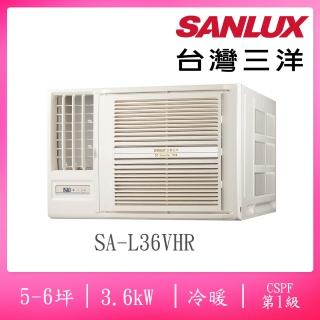 【SANLUX 台灣三洋】5-6坪R32一級變頻冷暖3.6KW左吹式窗型空調(SA-L36VHR)