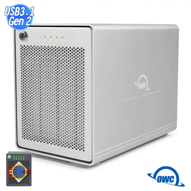 【OWC】Mercury Elite Pro Quad RAID(Raid 5 / USB3.1 Gen 2 / 四槽硬碟外接盒)