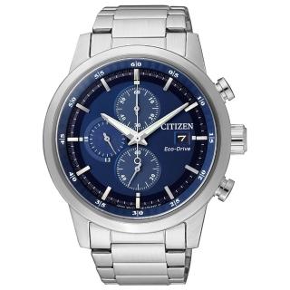 【CITIZEN 星辰】Chronograph 酷藍三眼計時光動能男錶/43mm 父親節 (CA0610-52L)