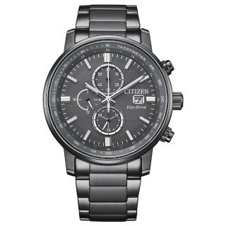 【CITIZEN 星辰】Chronograph 情人節推薦 三眼計時光動能男錶/43mm 父親節 (CA0847-88H)