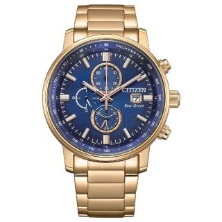 【CITIZEN 星辰】Chronograph 情人節推薦 三眼計時光動能男錶/43mm 父親節 (CA0843-89L)