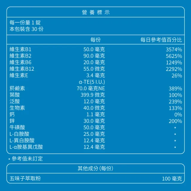 【大研生醫】男性B群+鋅雙層錠(30錠/盒.添加五味子.牛磺酸.BCAA)