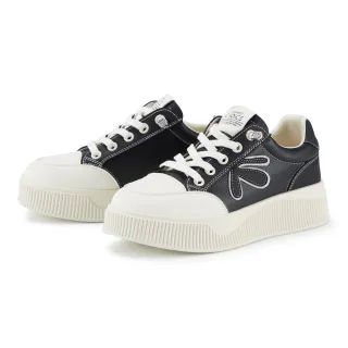 【CHOiCE】牛貼皮免綁帶厚底休閒鞋 黑色