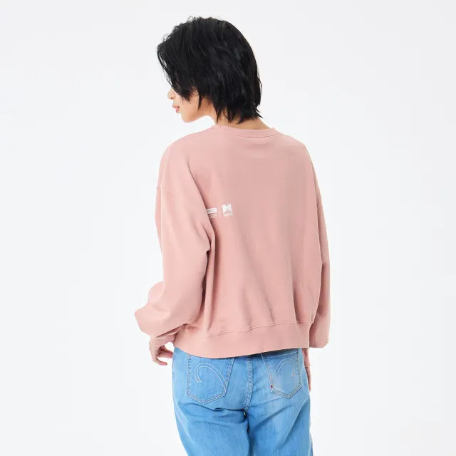 【5th STREET】女裝 長袖 寬版上衣 大學t 粉紅(560980)