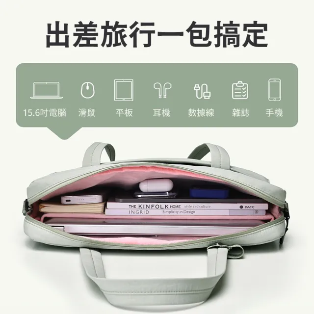 【OMG】15吋大容量單肩電腦包 多隔層防震防潑水手提筆電包 電腦內膽包 出差旅行公事包 商務包