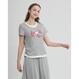 【SCOTTISH HOUSE】大狗短袖假兩件棉T-灰/丈青 CJXA1214