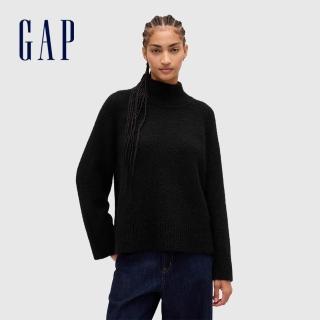 【GAP】女裝 立領毛衣-黑色(848491)
