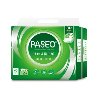 【PASEO】百拭柔 柔滑舒膚抽取式衛生紙PEFC(100抽12包/串)