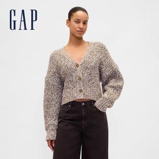 【GAP】女裝 V領針織外套-棕色(865692)