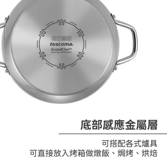 【TESCOMA】歐洲 Grandchef雙耳不沾深炒鍋 鈦灰28cm / 湯鍋 深煎鍋 雙柄鍋 煎炒鍋