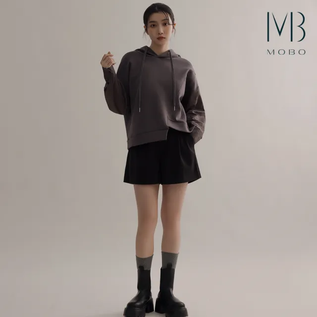 【MO-BO】太空棉側拼接連帽上衣
