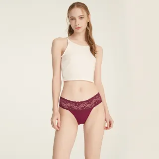 【Anden Hud】抗菌系列．抓皺蕾絲中腰三角內褲(好運紅)