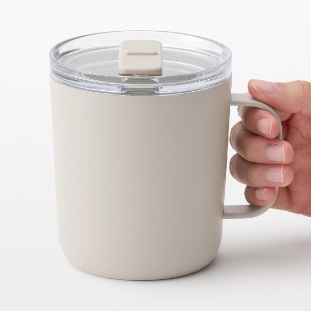 【MUJI 無印良品】附刻度保溫保冷附蓋不鏽鋼馬克杯/400mL(原色/灰米/黑)