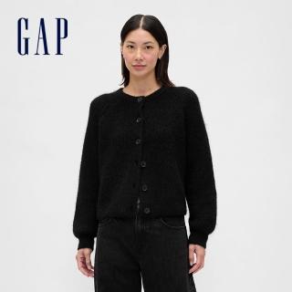 【GAP】女裝 圓領針織外套-黑色(850271)