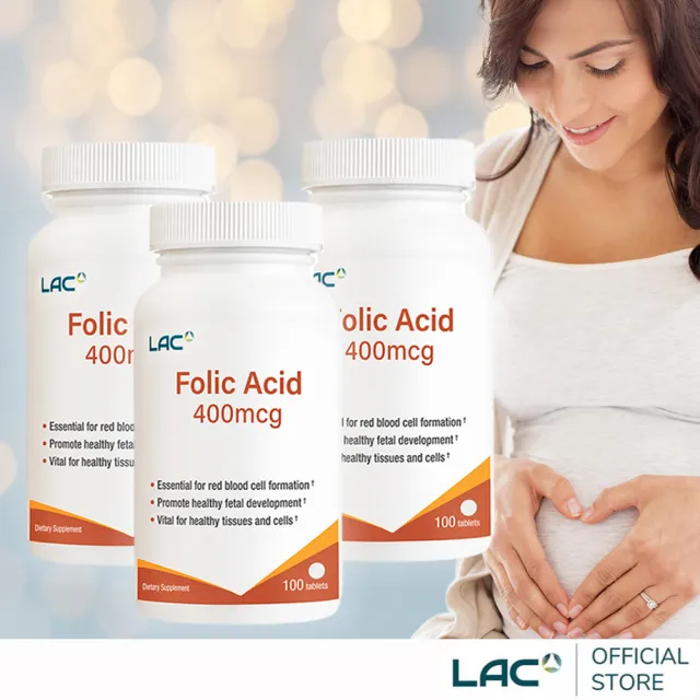 【LAC 利維喜】葉酸食品錠x3入組(共300錠/葉酸800mcg/孕養調理/維持好氣色/素食錠劑)