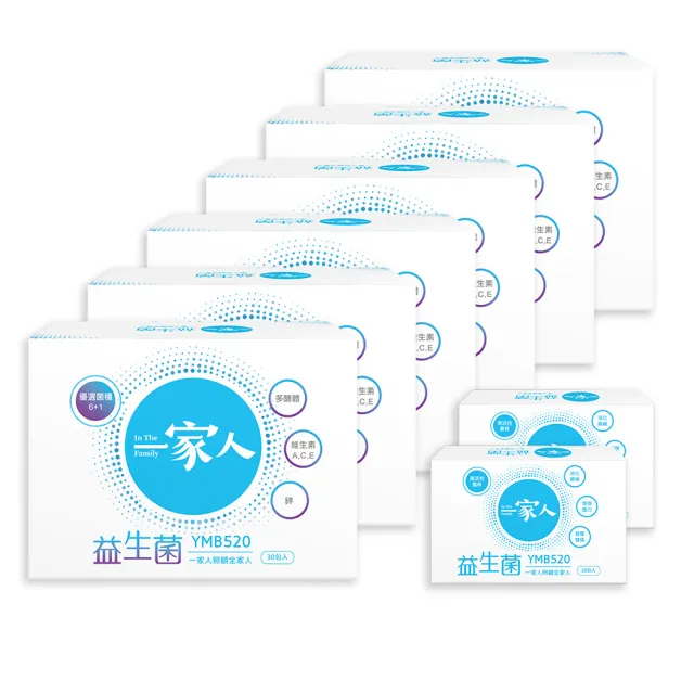 【YM BIOMED 陽明生醫】一家人益生菌6盒組加贈20包(30包/盒  獨家專利益菌  調整體質 幫助消化代謝)