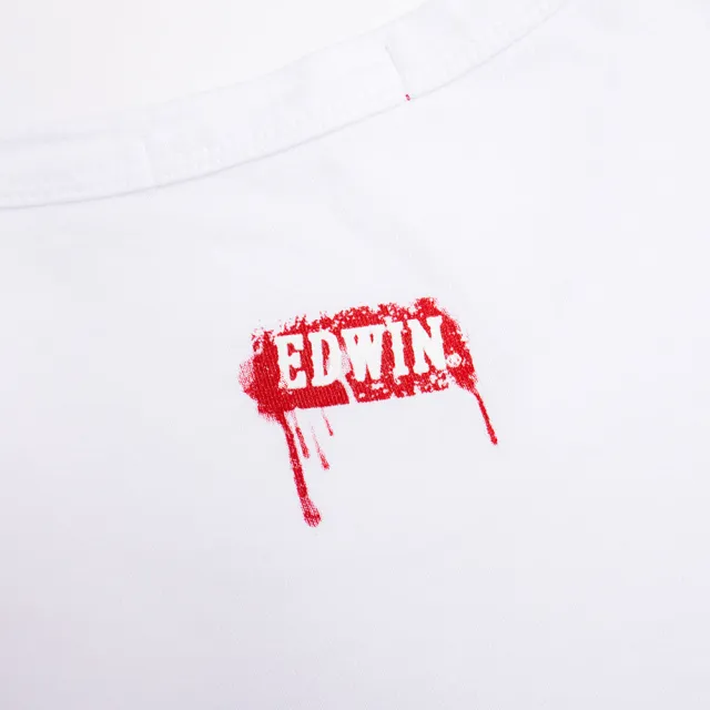 【EDWIN】男裝 人氣復刻款 EDGE 細碎字LOGO短袖T恤(白色)