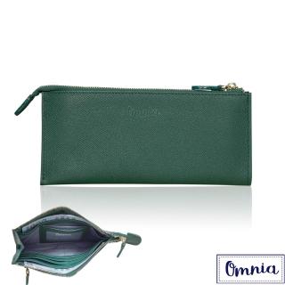 【Omnia】6卡1照浪漫風情單拉鍊牛皮長夾5103(亞麻綠)