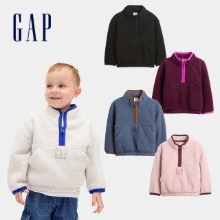 【GAP】男幼童裝 Logo刺繡圓領長袖上衣-多色任選(841130)