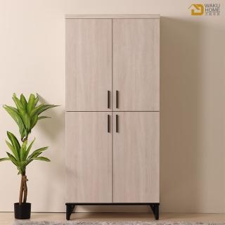 【WAKUHOME 瓦酷傢俱】Linda 白橡簡約生活 6尺高鞋櫃