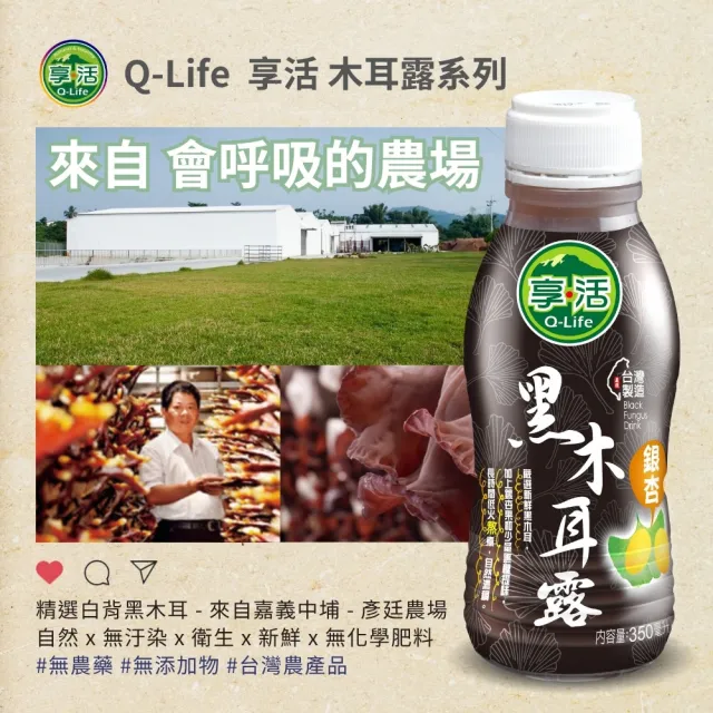 【Q-Life 享活】銀杏黑木耳露飲 350mlx2箱(共48入 黑木耳 黑糖 膳食纖維 純素 無添加)