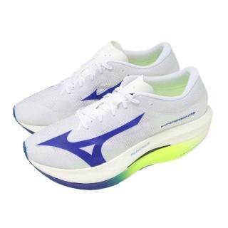 【MIZUNO 美津濃】競速跑鞋 Hyperwarp Pro 男鞋 白 藍 輕量 厚底 馬拉松 J1GC2672-01